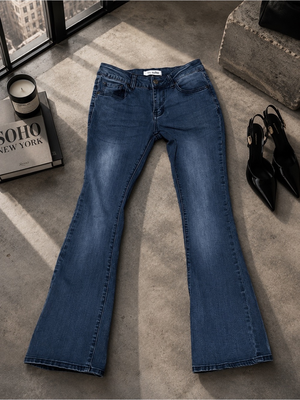 Love SOHO Dark Blue Flare Jeans - Classic Stretch Denim